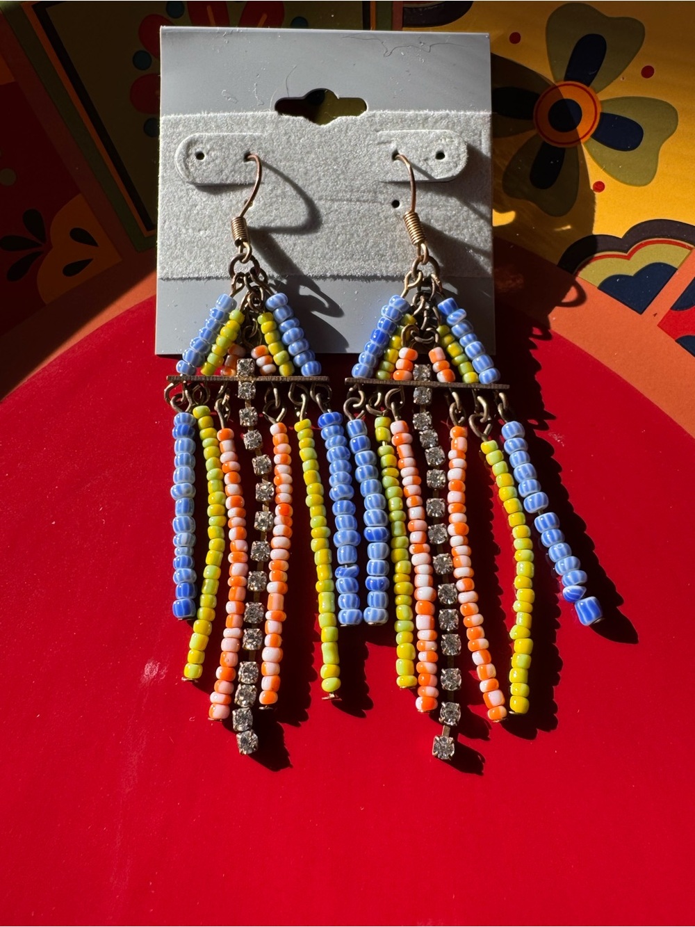 ✨5 FOR 20✨Free People Beaded Fringe Drop Earrings in Blue, Yellow, Orange, Pink
